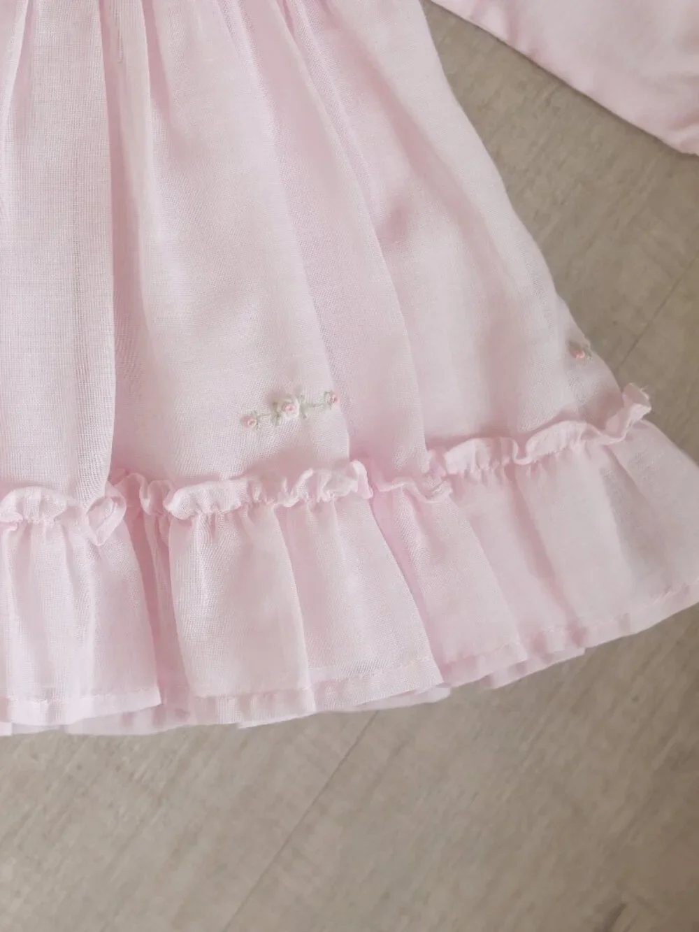 Pink Smocked Heirloom Float Dress Long Sleeve Bullion Rosebud Sarah Louise NB